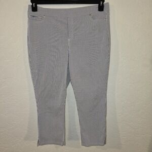 Mario Serrani Comfort Stretch Pull-on Capri Blue/White Stripe XL seersucker